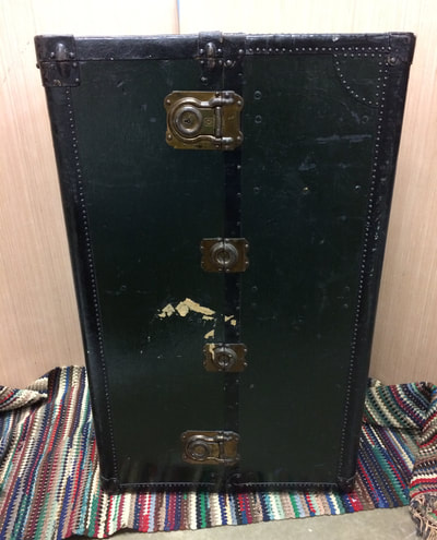 Steamer Trunk#1 Black with blue interior.  Fully functional with keys. 